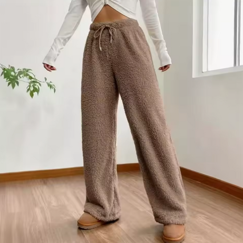 Ultra-Soft Teddy Fleece Wide-Leg Lounge Pants