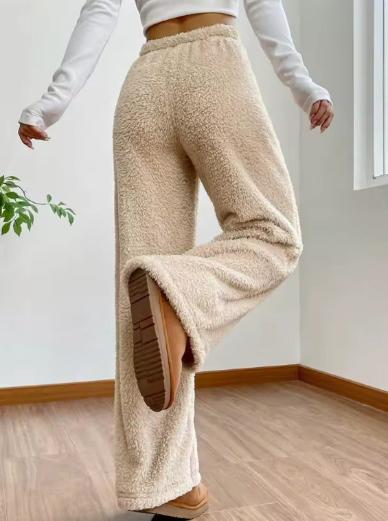 Ultra-Soft Teddy Fleece Wide-Leg Lounge Pants